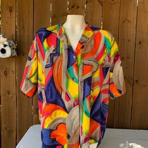 Vintage Martinique abstract art blouse size S RN51832.